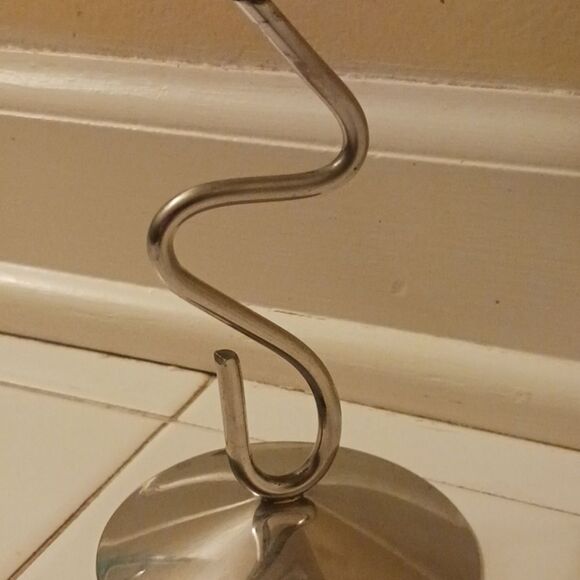 Modern Single Metal Silver Tone Stainless Steel Swirl Pattern Stem Martini Glass - Picture 2 of 4